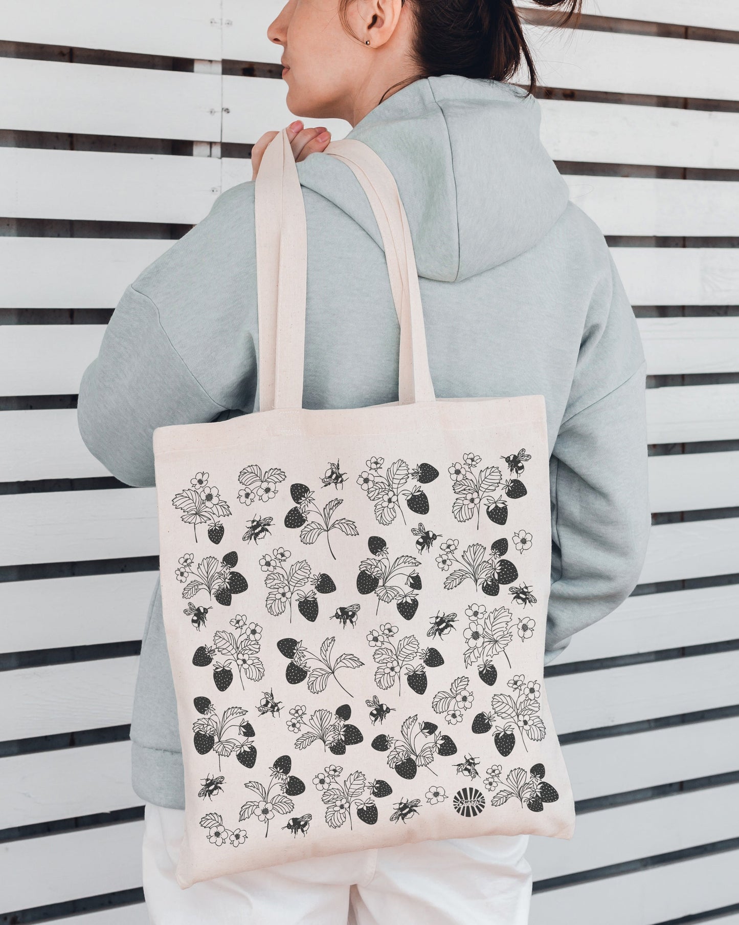 Strawberry Fields Tote Bag - 100% Cotton Canvas Reusable Shopping Bag