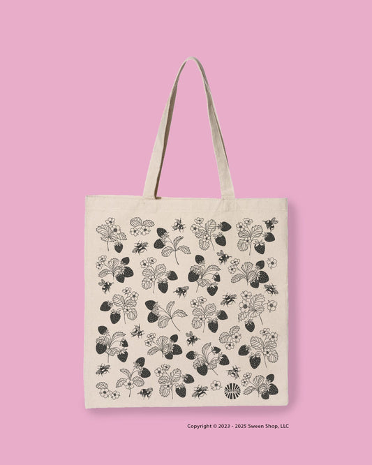 Strawberry Fields Cotton Canvas Tote Bag