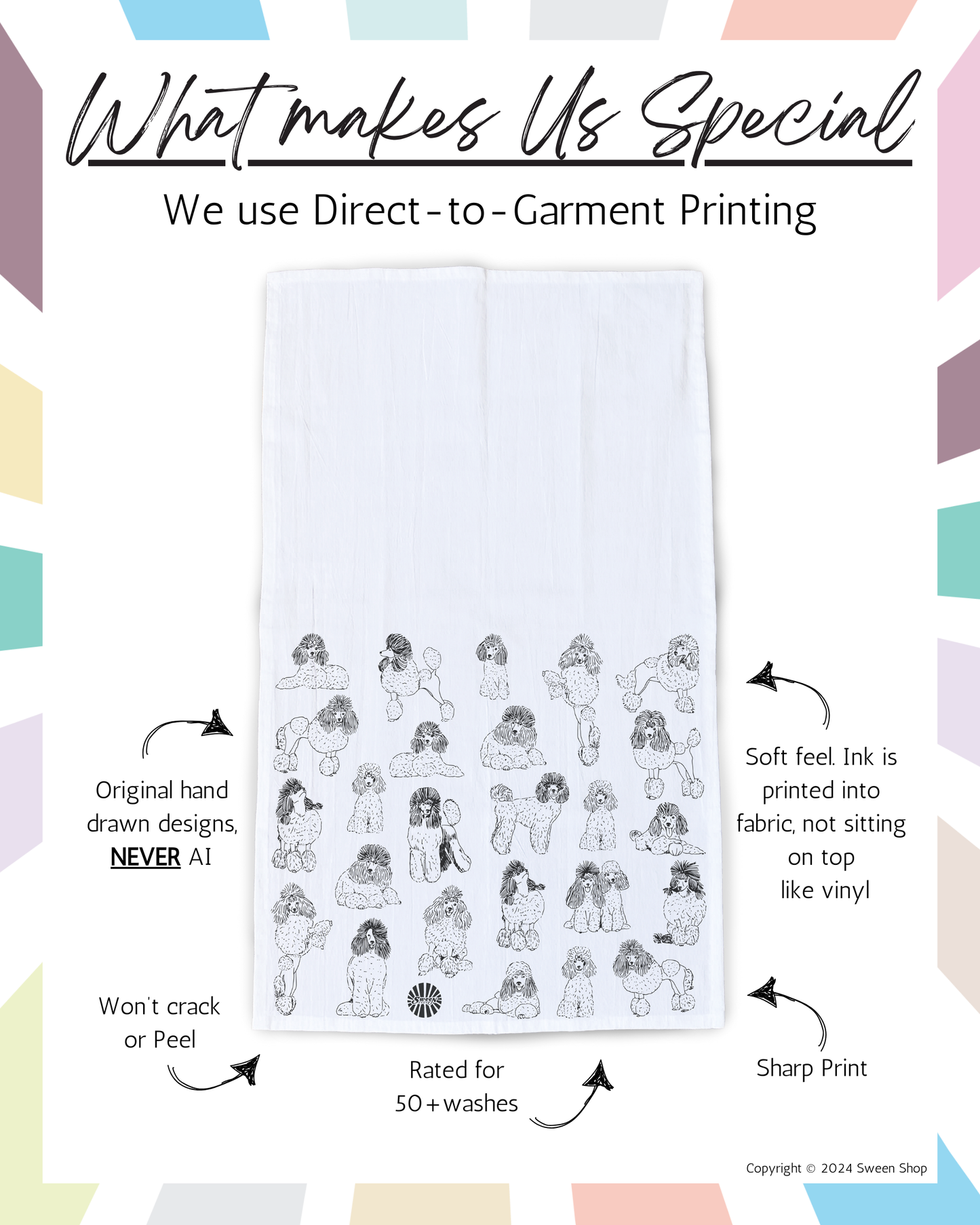 Poodle Tea Towel - 100% Premium Cotton Kitchen Dish Cloth