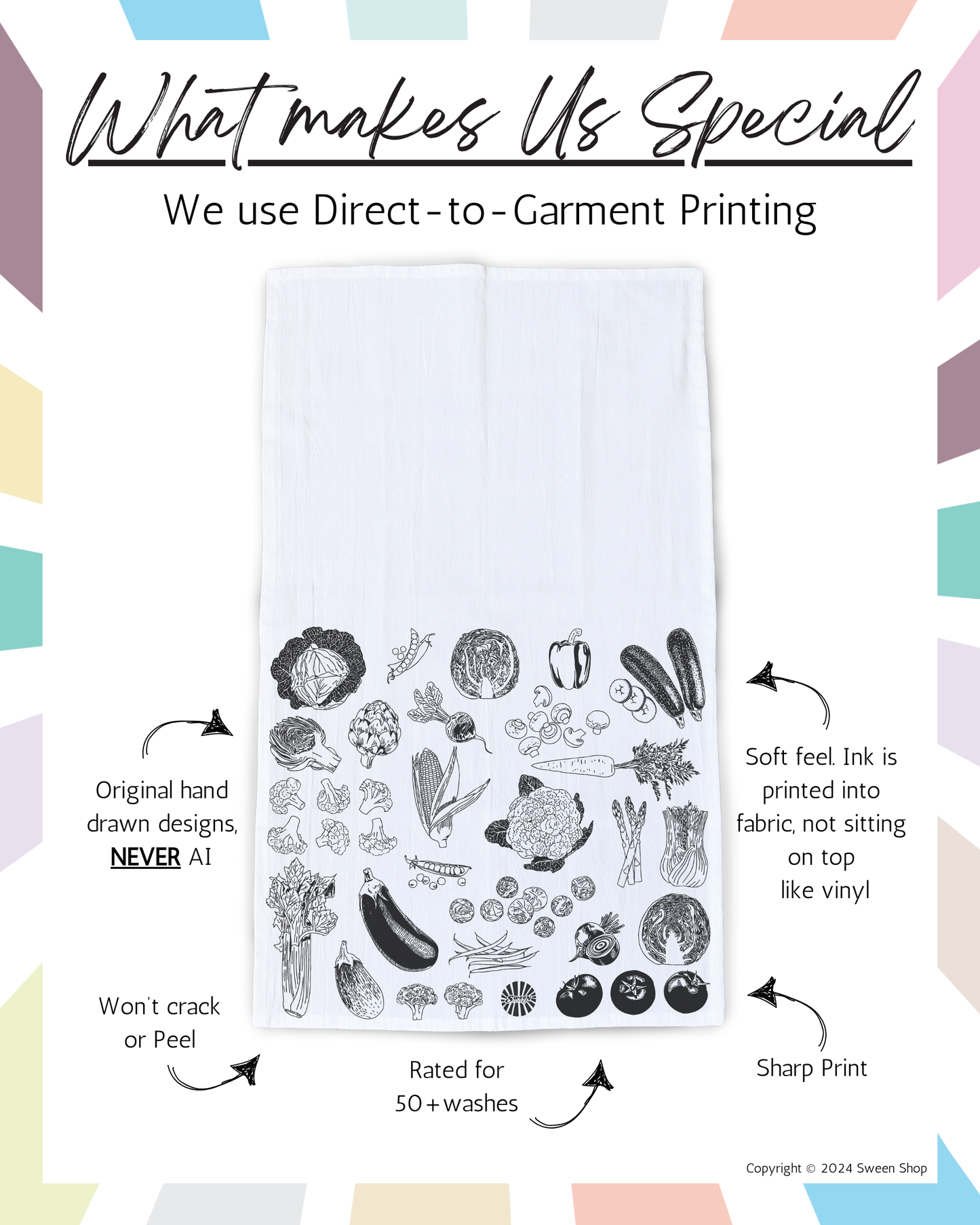 Vegetables Tea Towel - 100% Premium Cotton Kitchen Dish Cloth