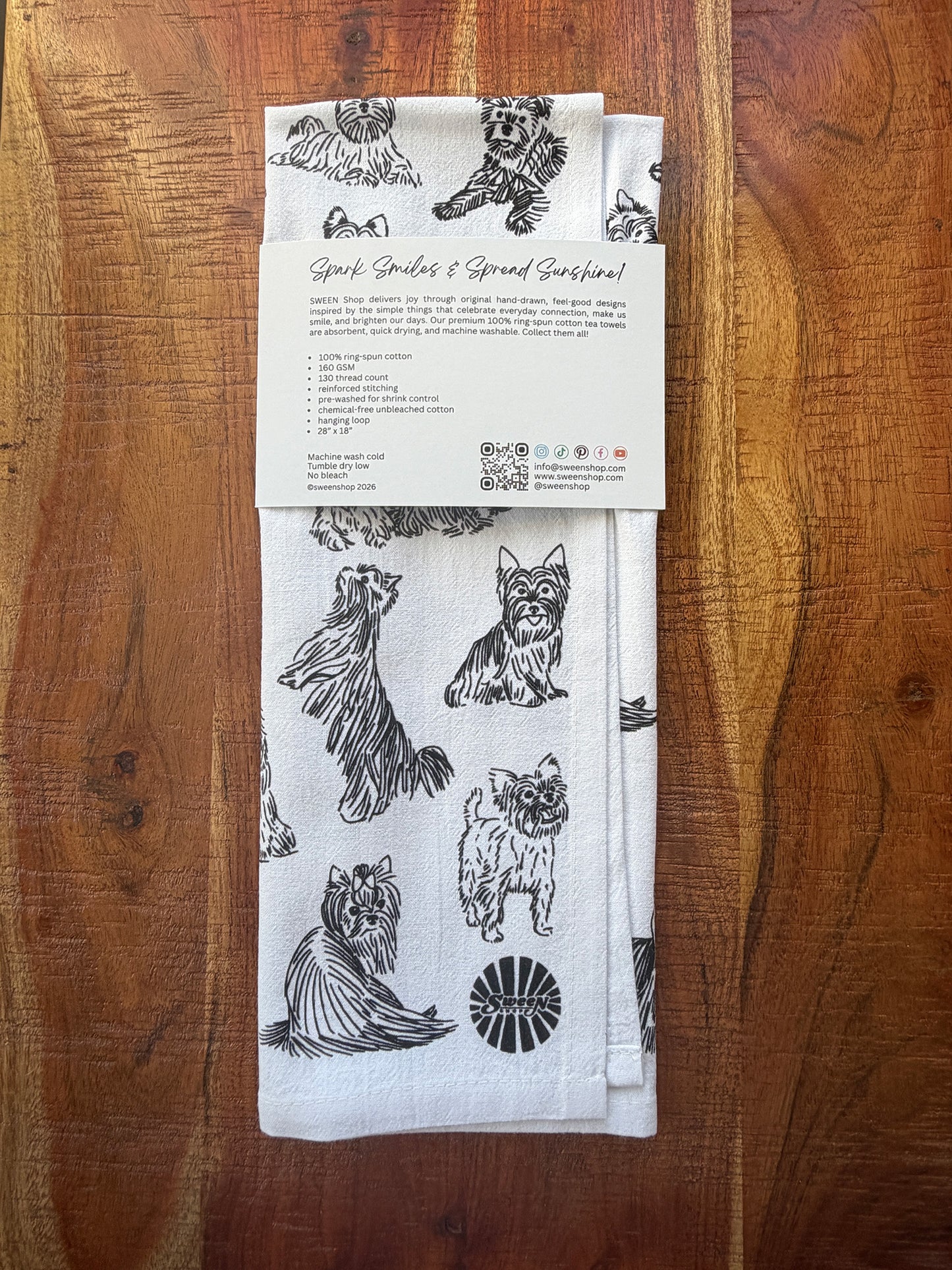 Yorkshire Terrier Tea Towel - 100% Premium Cotton Kitchen Dish Cloth