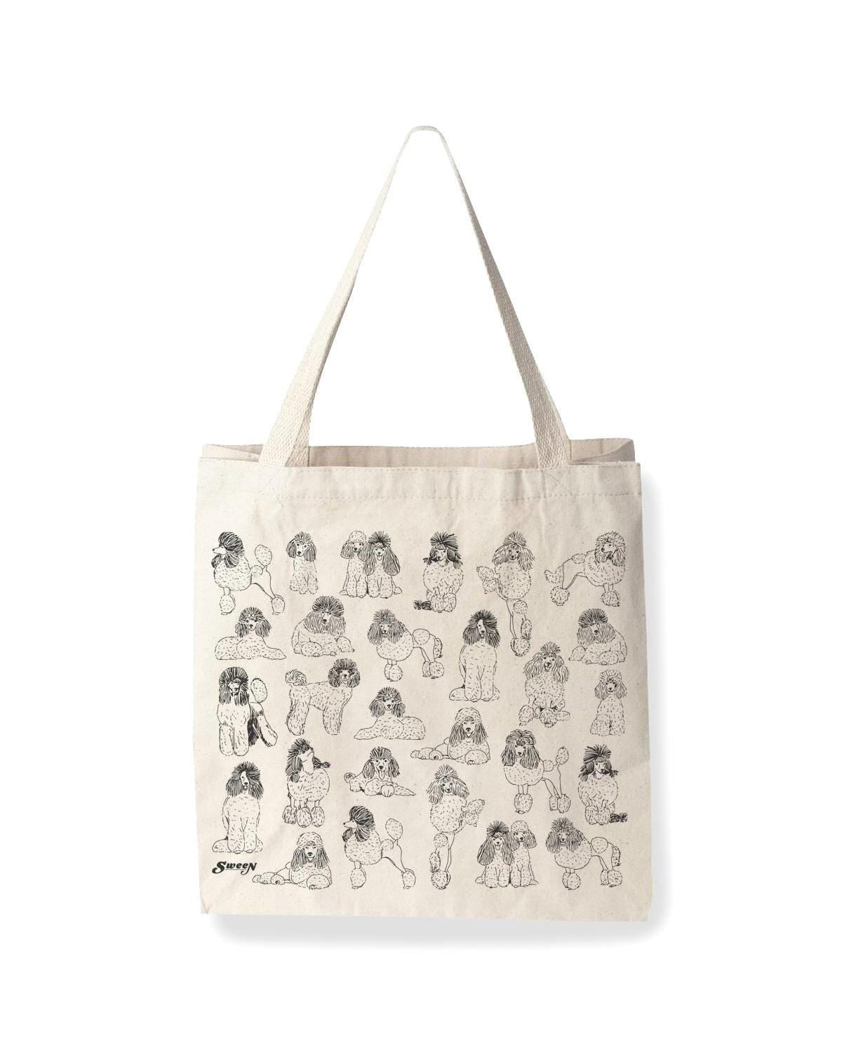 Poodle Large Cotton Canvas Tote Bag