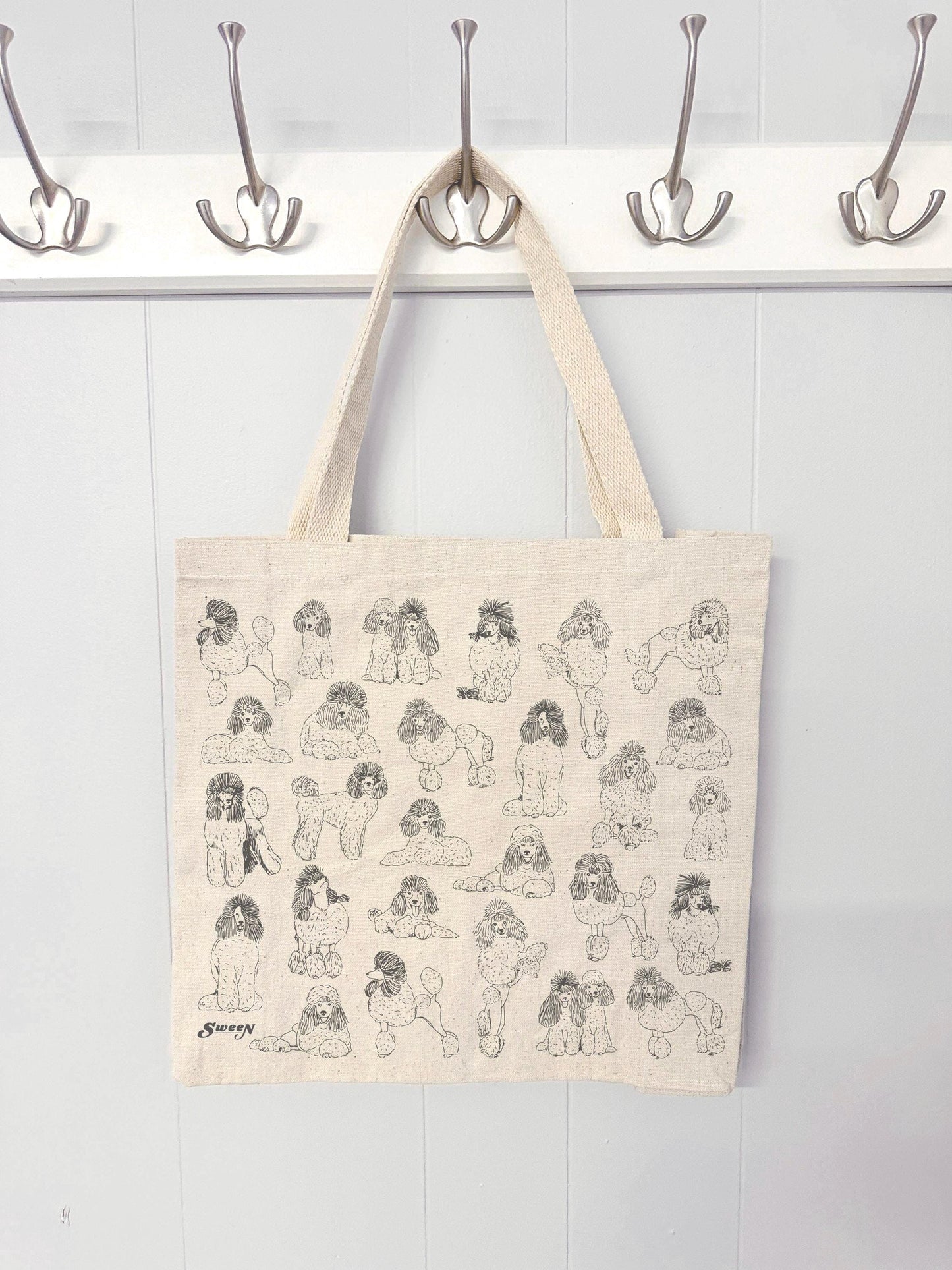 Poodle Large Cotton Canvas Tote Bag